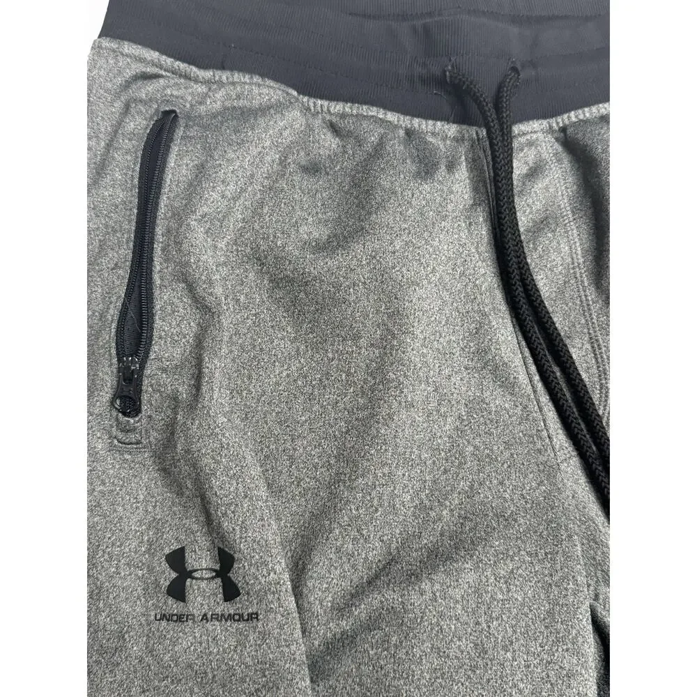 Under Armour Mens Medium Loose Jogger Pants Gray Athletic Zip Pocket Sweatpants